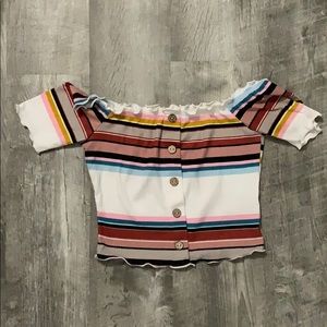 Striped off the shoulder crop top